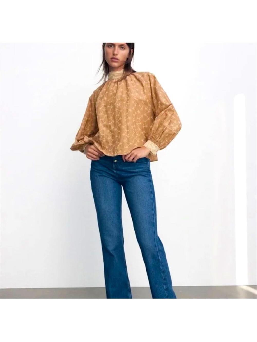 Zara oversized Prairie Cotton Top